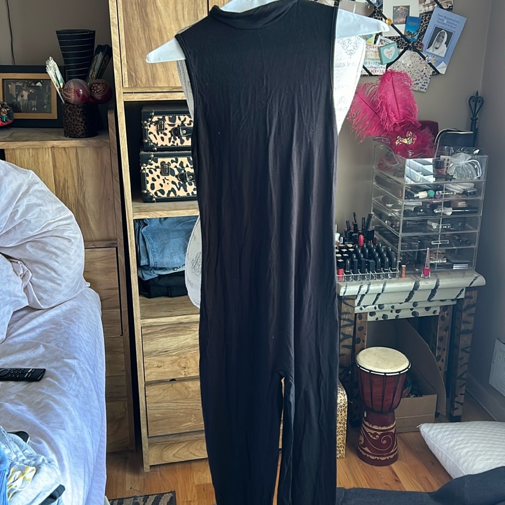 Black Stretch Mock Turtleneck Jumpsuit - XS